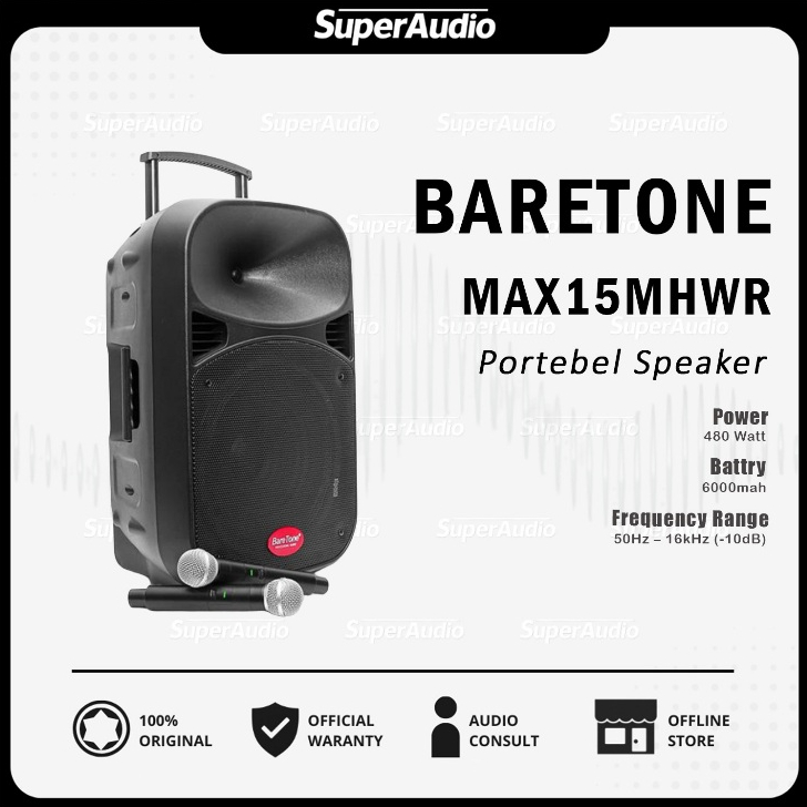 Baretone MAX15MHWR Speaker Portebel 15 Inch