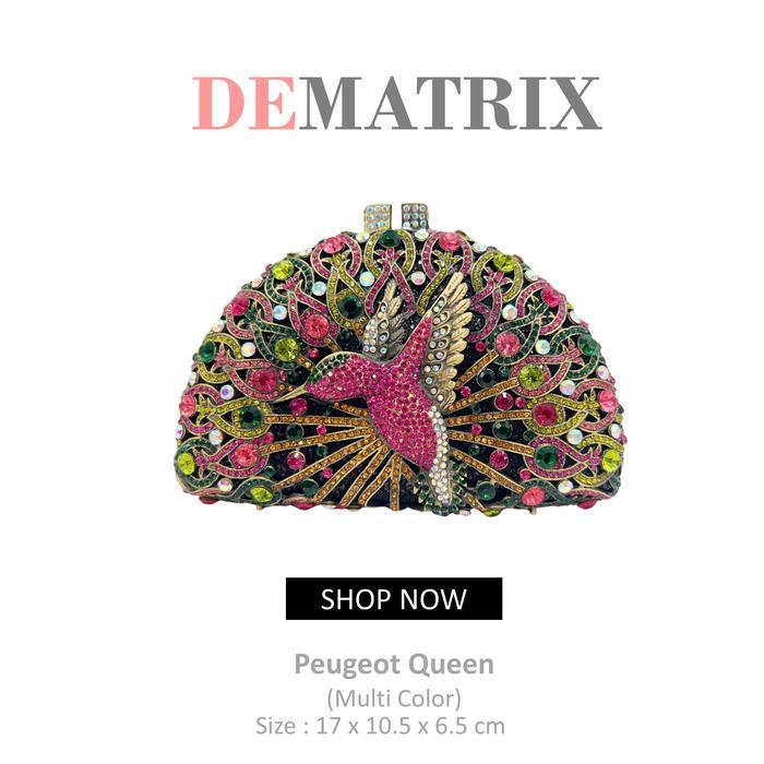 Tas Pesta Wanita Party Clutch Swarovski Crystal Kristal Perempuan Peugeot Burung Pink Green Merah Mu