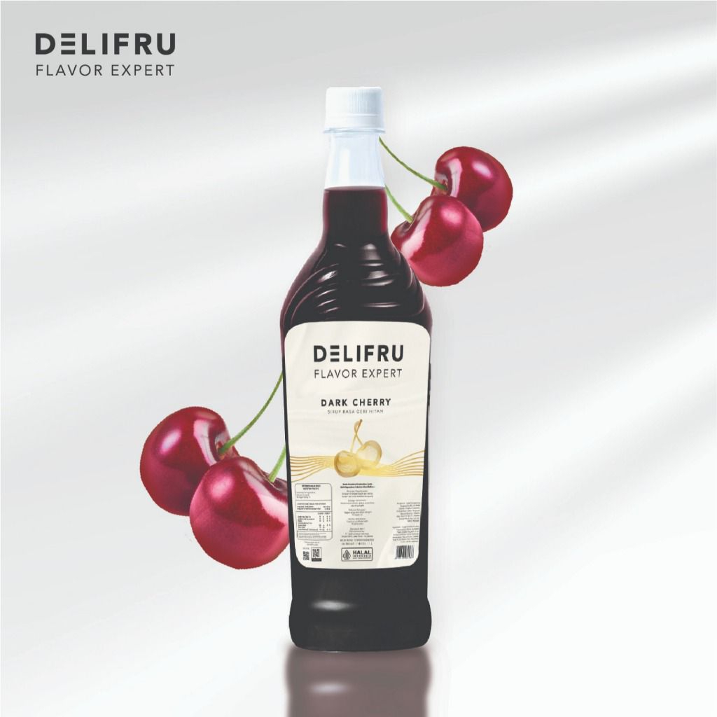 Delifru dark cherry syrup 1liter - Sirup minuman rasa dark cherry