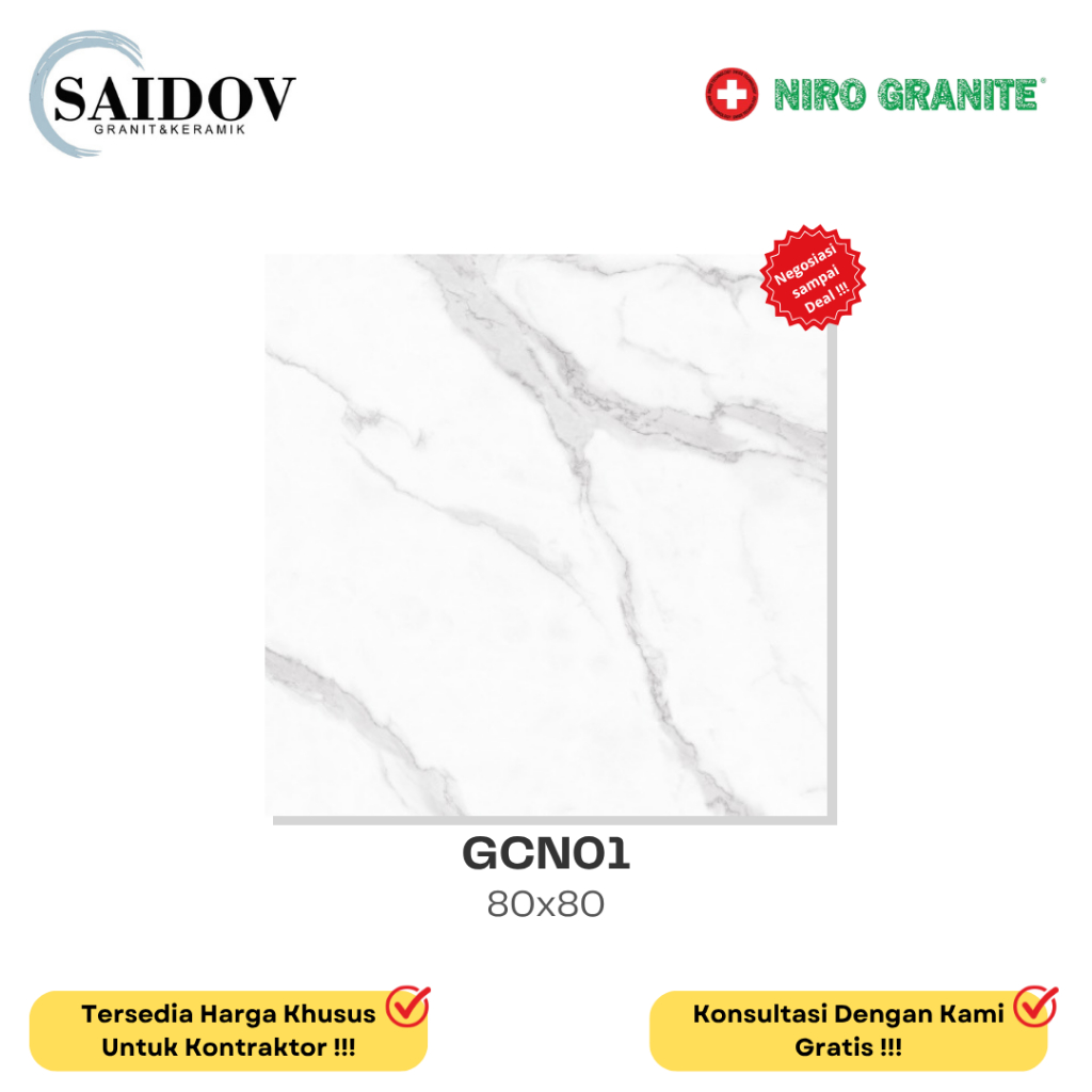 Niro Granite - Granit GCN01 Bianca 80x80 (Polished)