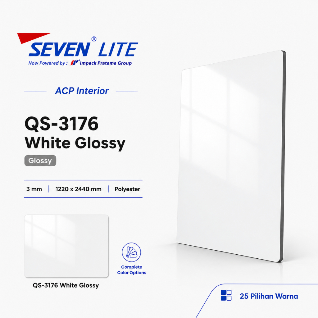 Seven Lite ACP Panel Aluminium 3mm PE 0.05 Komposit Interior 1220x2440 - Glossy Series