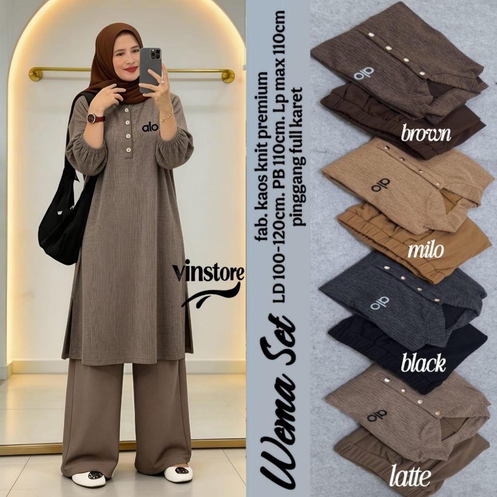One set tunik kulot koas knit premium Ld 110 - 120 cm