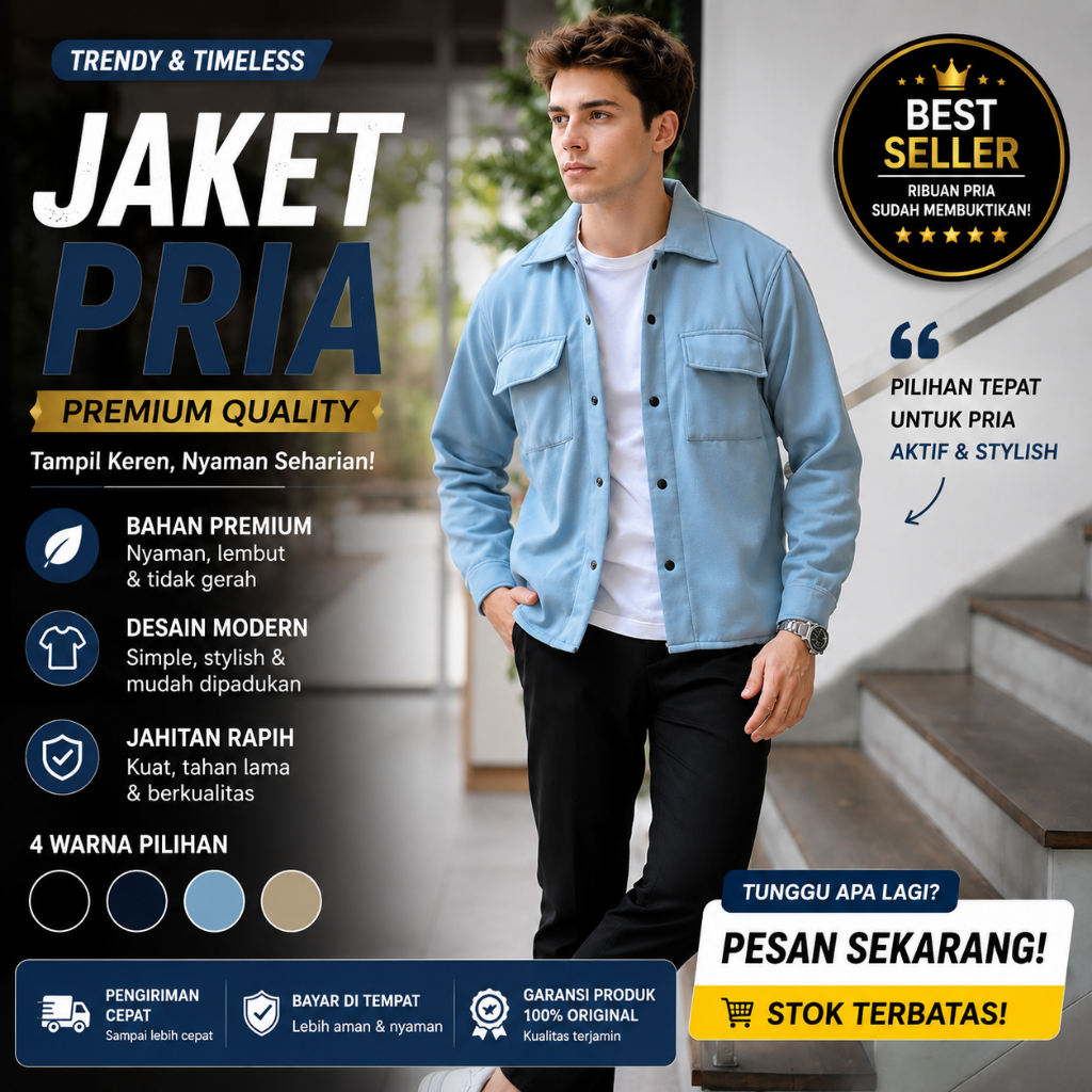 Civity Shacket Jacket Fleece Premium Pria Jaket Kasual Snap Button Original