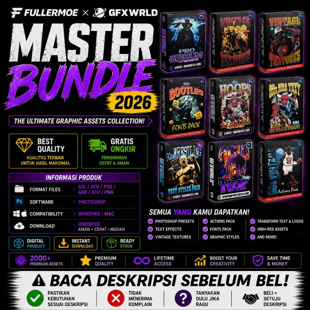 Photoshop Assets - 69 Pack - FULLERMOE - GFXWRLD - Master Bundle 2026 - 080726