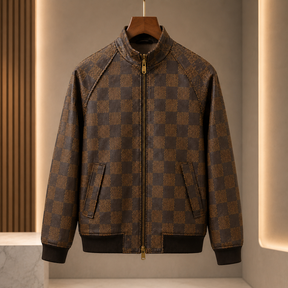 LV Golden Brown Jacket Damier Leather Harrington & Pharell x Tyler The Creator Fleece Monogram - Ori
