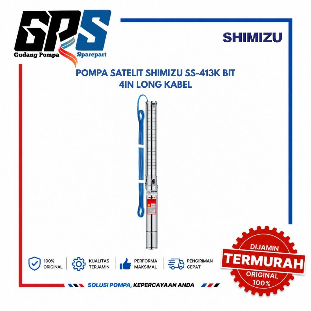 [SUBMERSIBLE PUMP] SHIMIZU SS-413K BIT 4inch 0.75HP+KABEL50m (POMPA SATELIT PREMIUM SERIES)