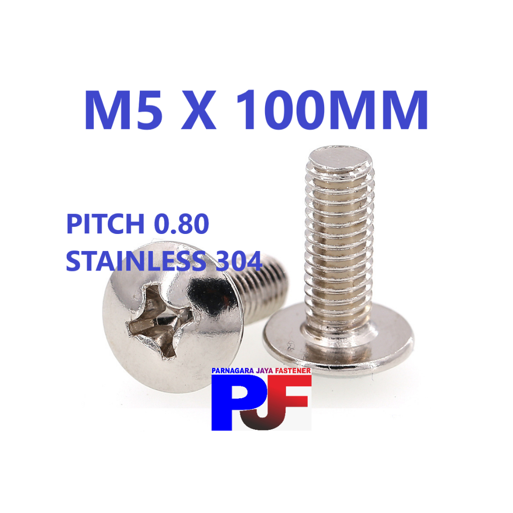 Baut JT Stainless 304 M5 x 100MM / Baut Payung Stainless / JT SS M5 x 100MM