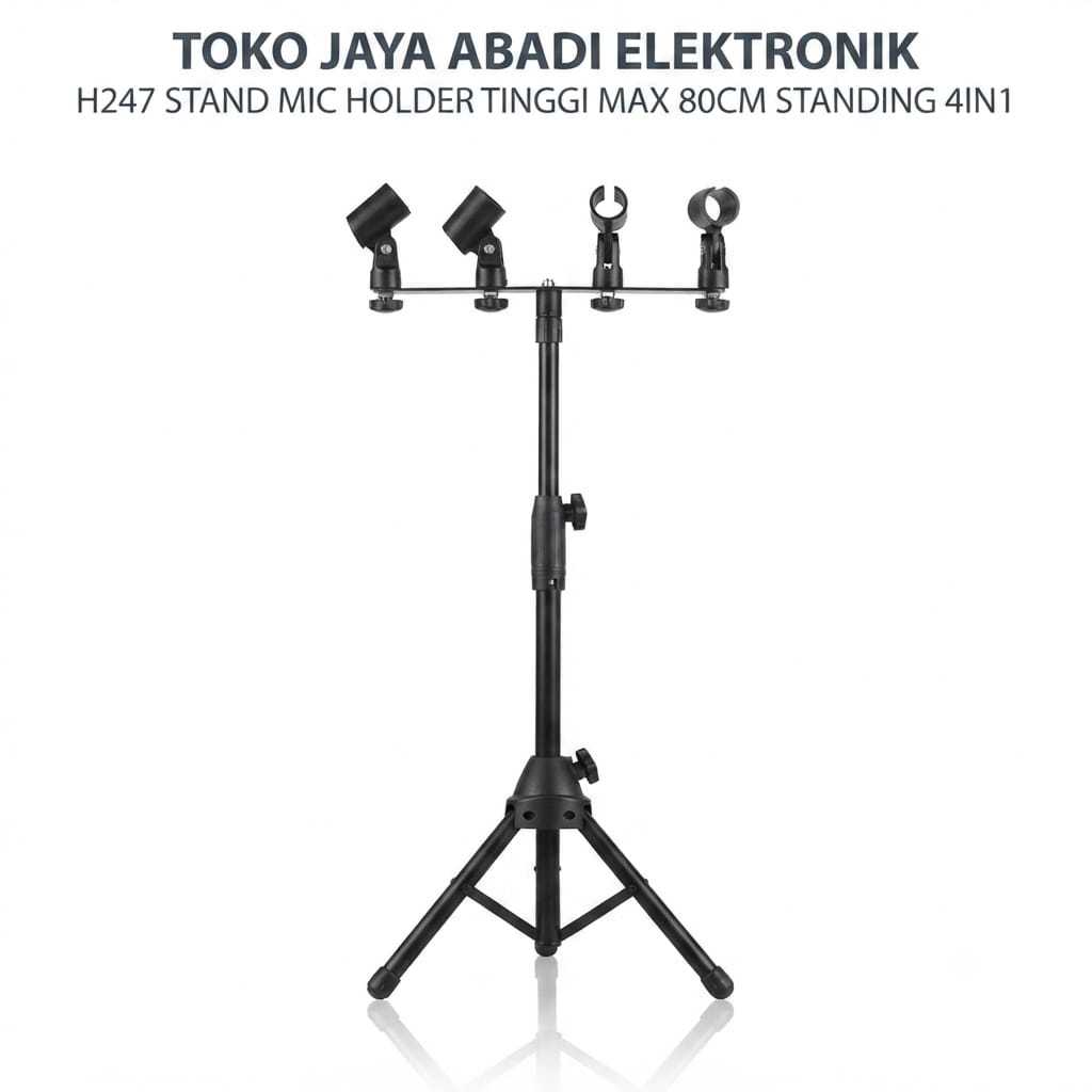 H247 STAND MIC 4 HOLDER TINGGI max 80 cm PENDEK Standing 4in1 4 in 1  mik sekaligus Bahan tiang Full