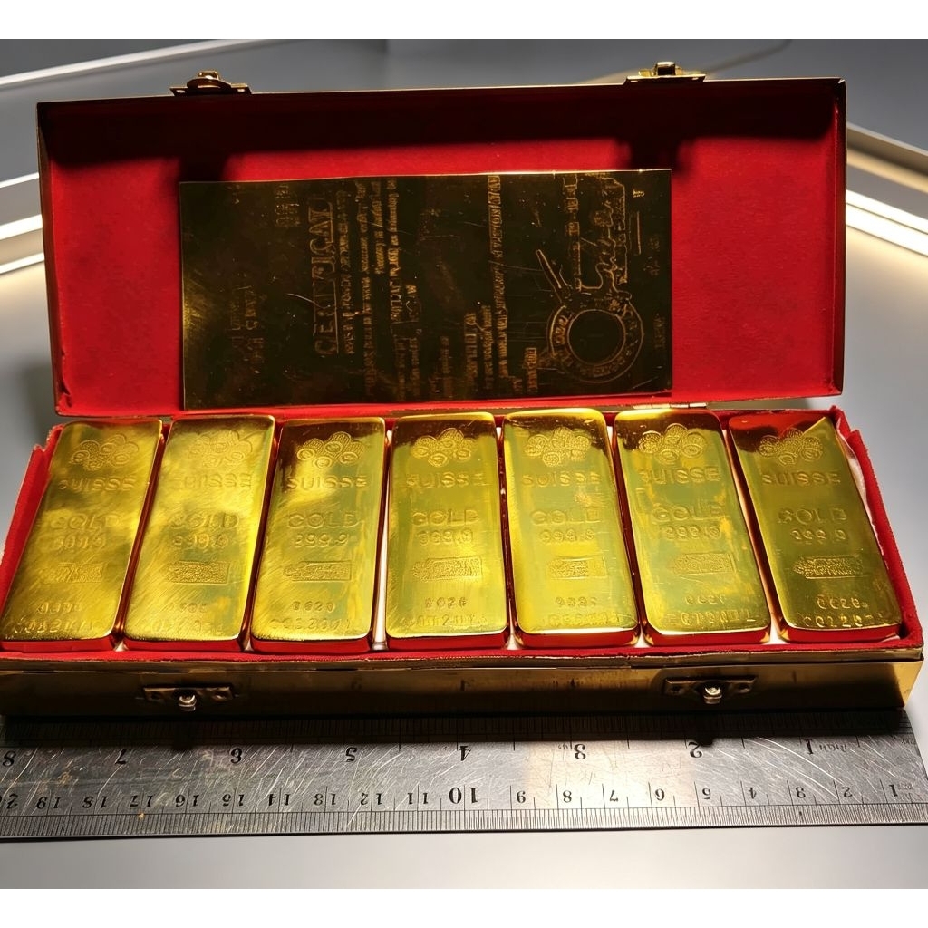 mediahikmah63 barang antik kuningan sari lapis warna mas emas 24k satu box bok isi 21 batang bukan l
