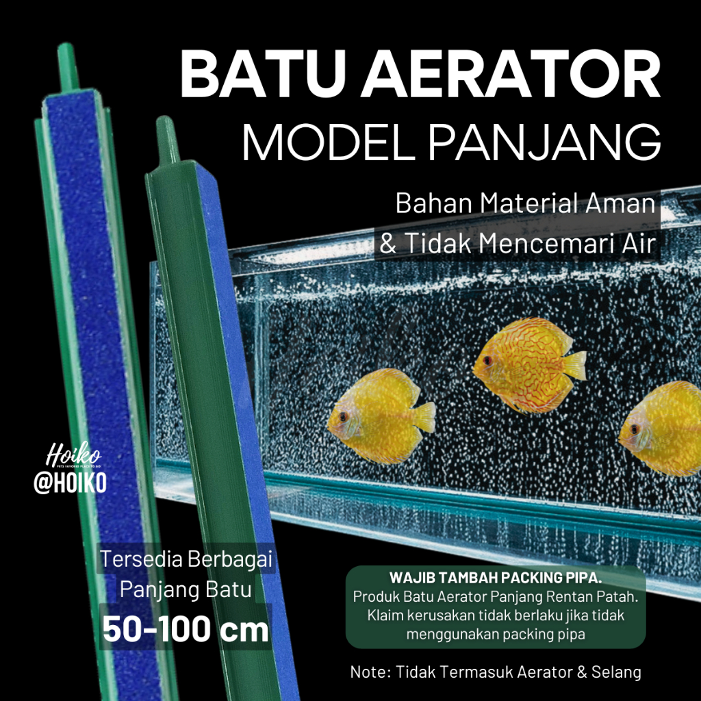 Batu Airstone 50-100cm Panjang Aerator Balok Gelembung Oksigen Udara Aquarium Airator Aerasi Aquasca
