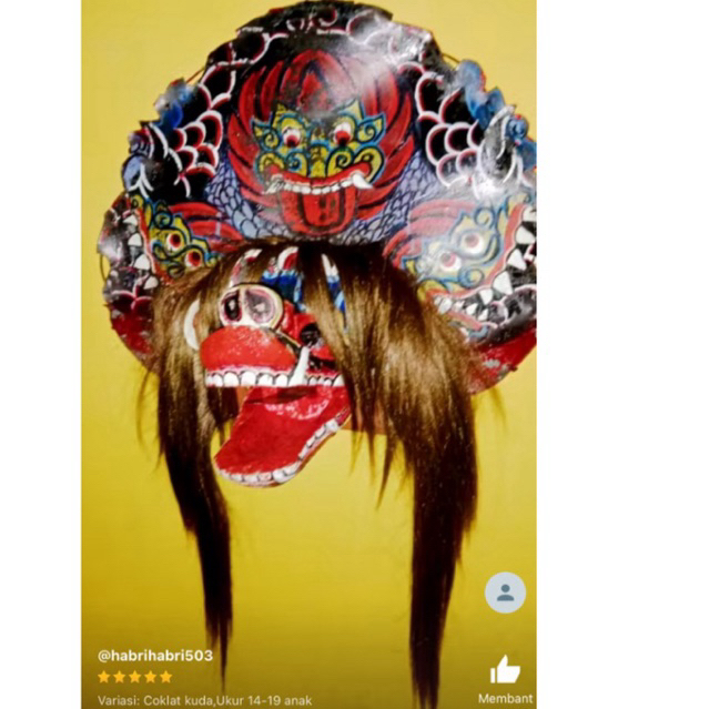 Rambut Barong Anak dan Dewasa Coklat Kuda Rambut Palsu Panjang 60-80cm