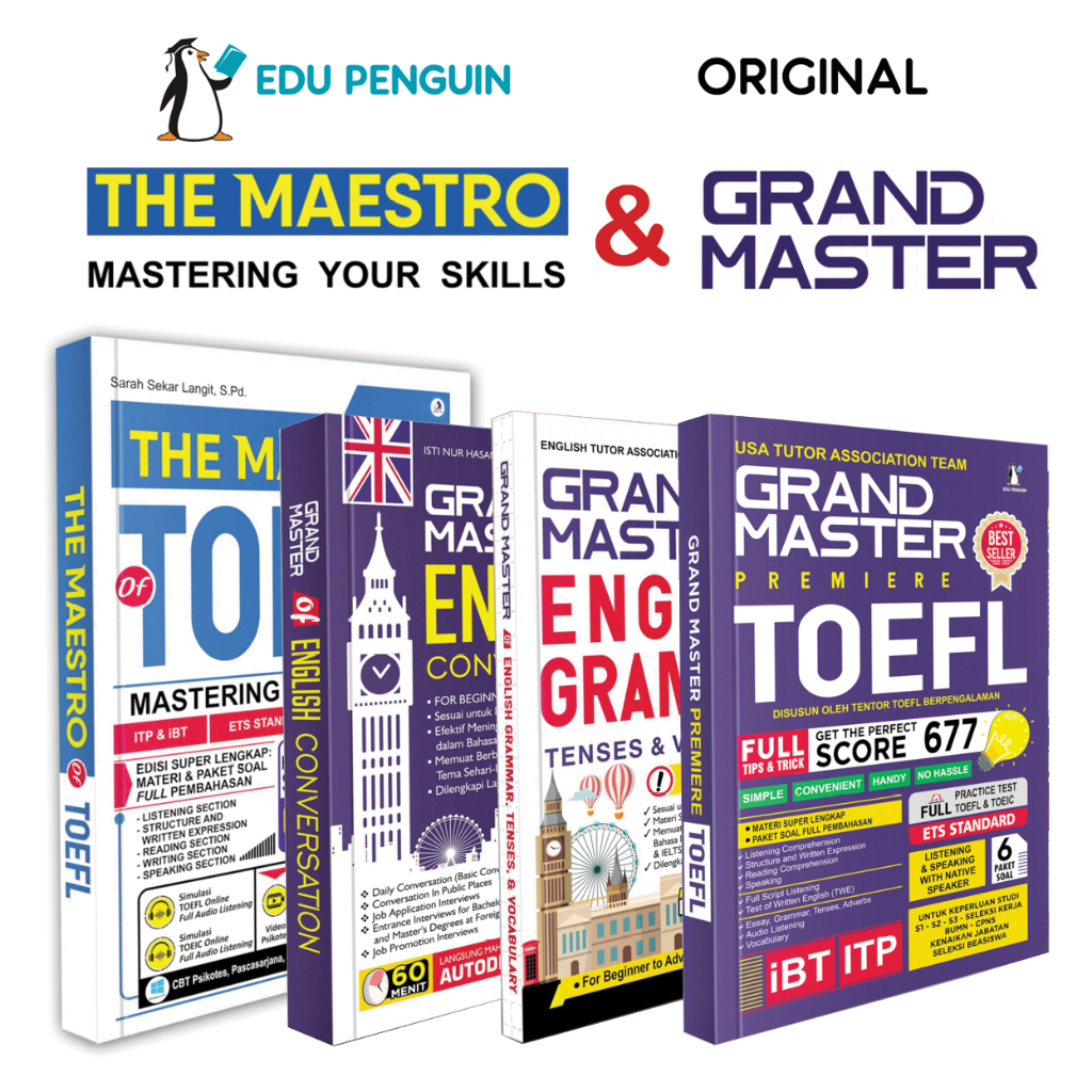 Buku TOEFL Terlengkap Grand Master TOEFL TOEIC Standar ETS (Educational Testing Service) IELTS
