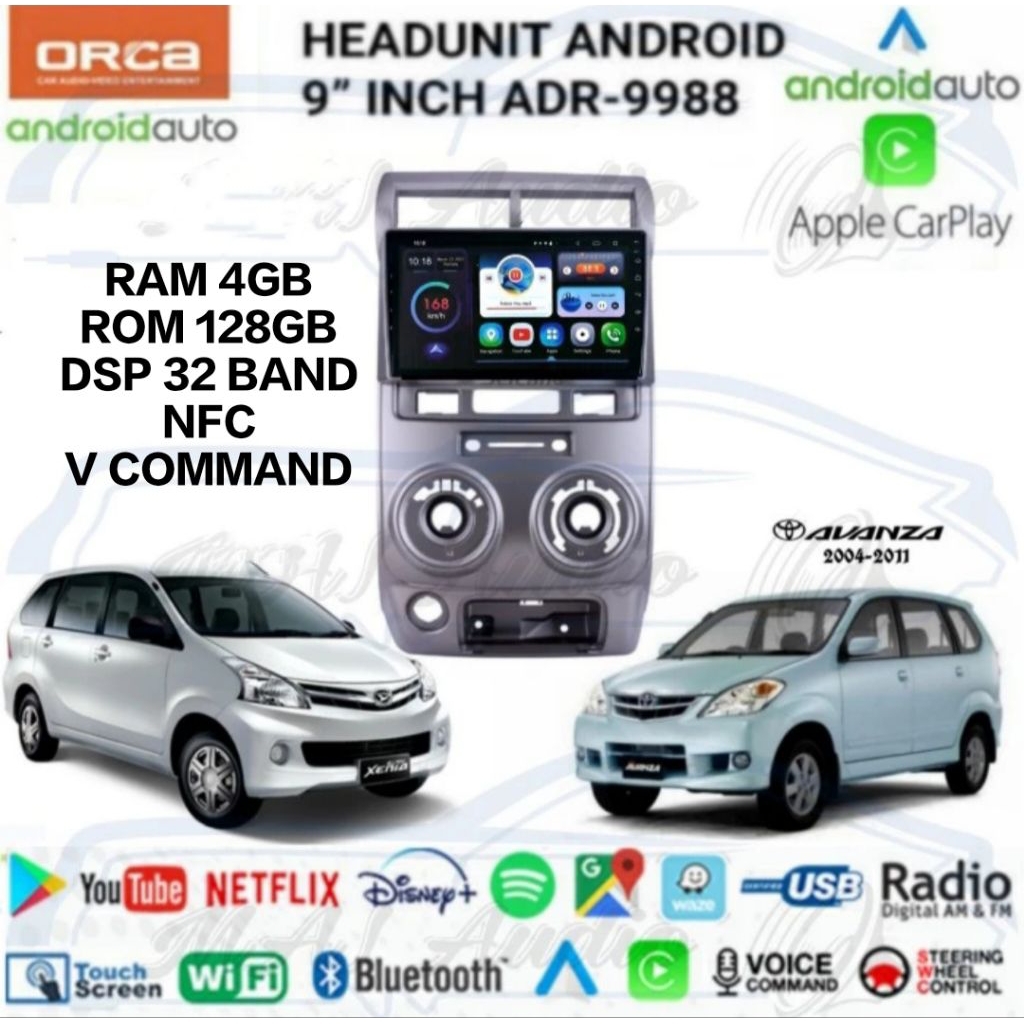 HEAD UNIT TAPE MOBIL ANDROID ORCA STANDAR SERIES UNTUK TOYOTA AVANZA DAIHATSU XENIA LAMA 2004-2011 R