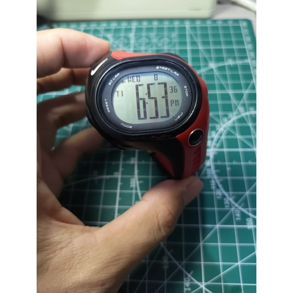 Nike Triax Fury Mens Watch Gray Digital 50 Lap Black Red WR0142