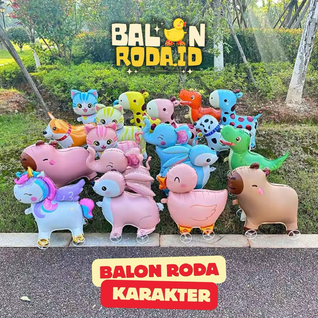 balon roda karakter 4D, balon roda foil karakter, balon roda hewan foil 4D
