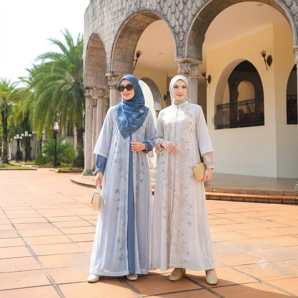 GAMIS ONE SET INNER OUTER BHINARKU BAJU BUSANA MUSLIM PASANGAN COUPLE NIBRAS PREMIUM NBRS PRIVE - GA