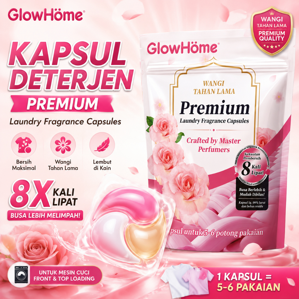 Glowhome Deterjen Kapsul Laundry Pods 3in1 | Sabun Cuci Baju Sekali Pakai | Membersihkan Noda Memban