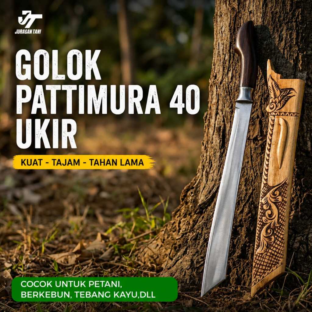 Juragan Tani | Golok Baja Per Asli Sup9 | Golok Kebun Super Tajam Potong Kayu Bambu Fulltang di pin