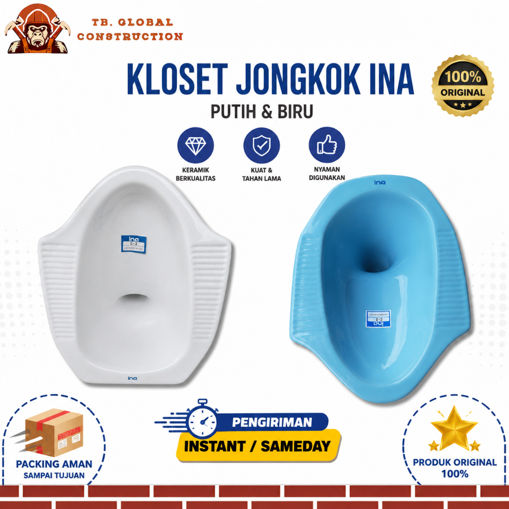 Kloset Jongkok Ina Warna Putih Biru Closet Jongkok Ina