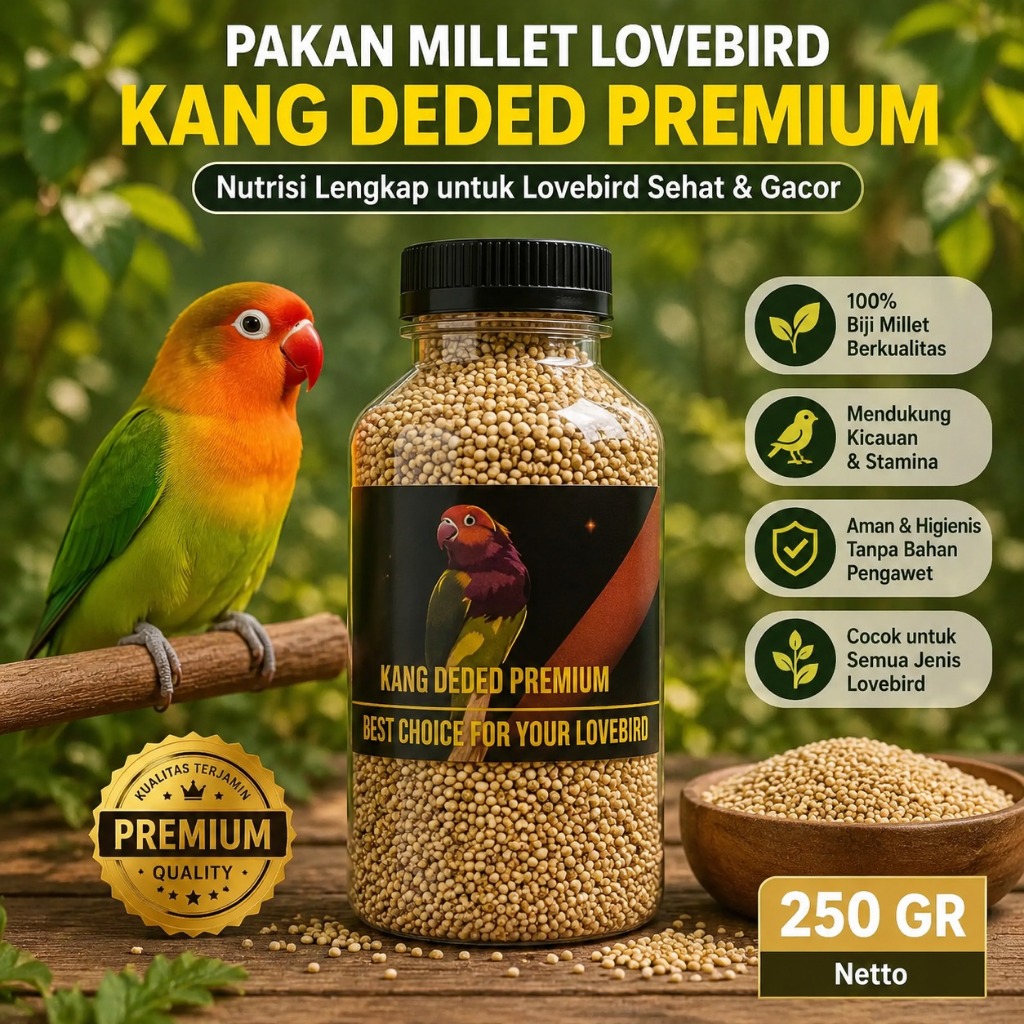 Pakan Lovebird Konslet / Pakan Lovebird Dosis Tinggi / Pakan Lovebird Gacor Milet Racing Kang Deded