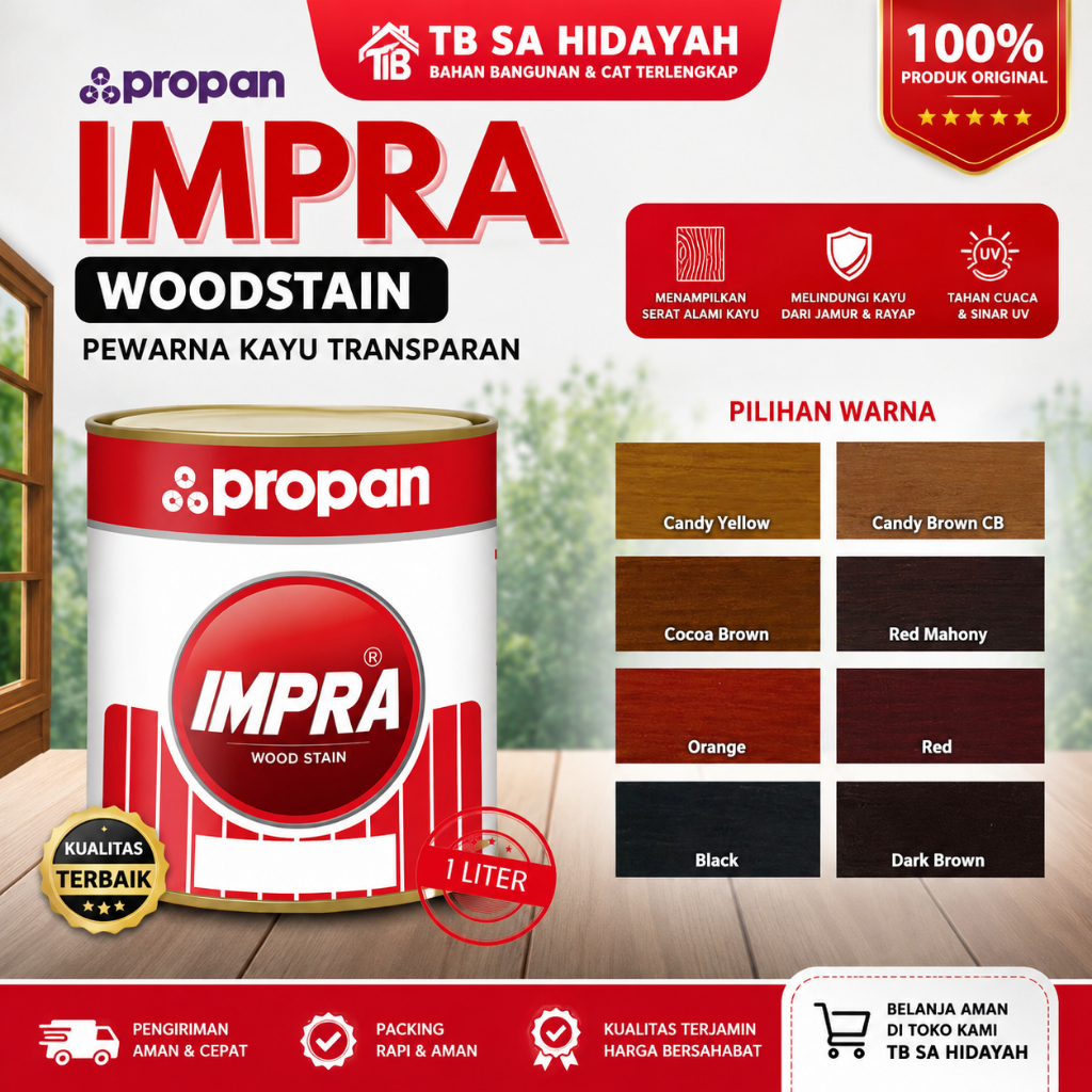 Cat Kayu Politur Propan Impra Woodstain 1 Liter botol