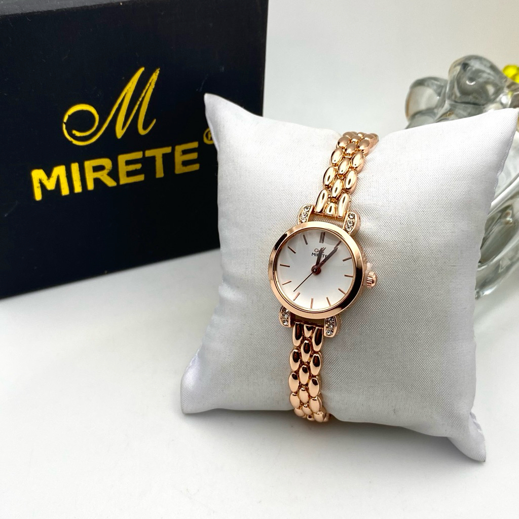 MIRETE Jam Tangam Wanita Tipe-268 Bahan Stainless Ikatan Rantai Analog Quartz Fashion Mewah Mirete P