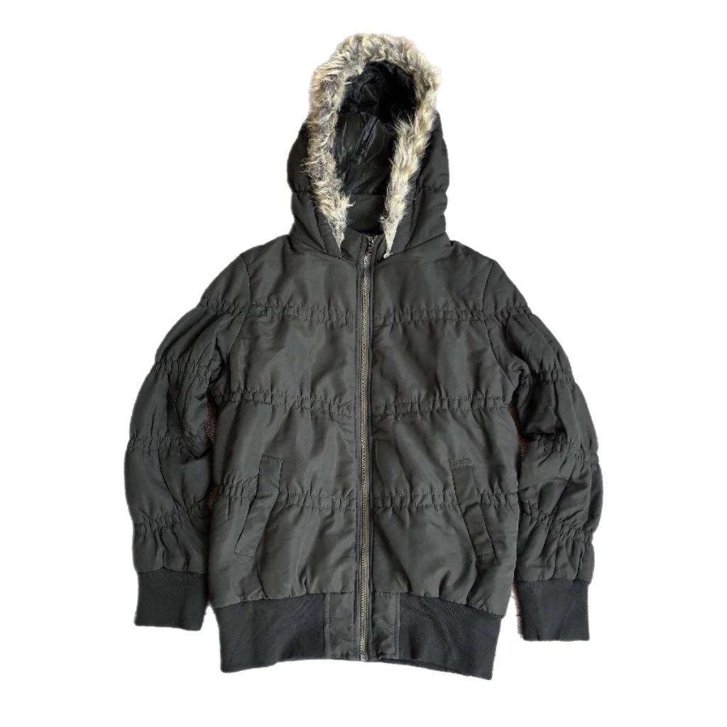 Y2K BLUE STRIVE PUFFER FUR JACKET GRUNGE