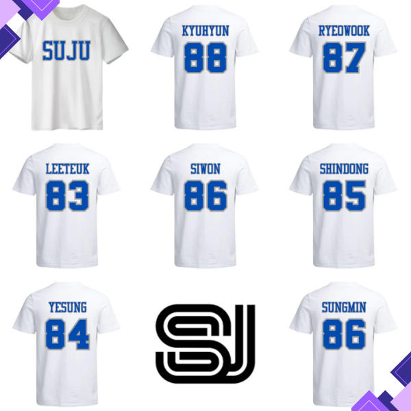 kaos baseball kpop suju baju atasan olahraga sport super junior siwon yesung sungmin leeteuk donghae