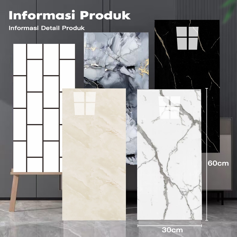 Stiker Dinding Keramik 30x60 cm 15 Lembar Motif Premium Anti Air Cocok untuk Backsplash Dapur dan Ka