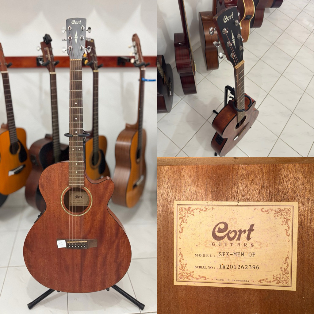 Gitar Akustik Elektrik Cort SFX MEM OP Natural Original Second Bekas 98% Bonus Lengkap