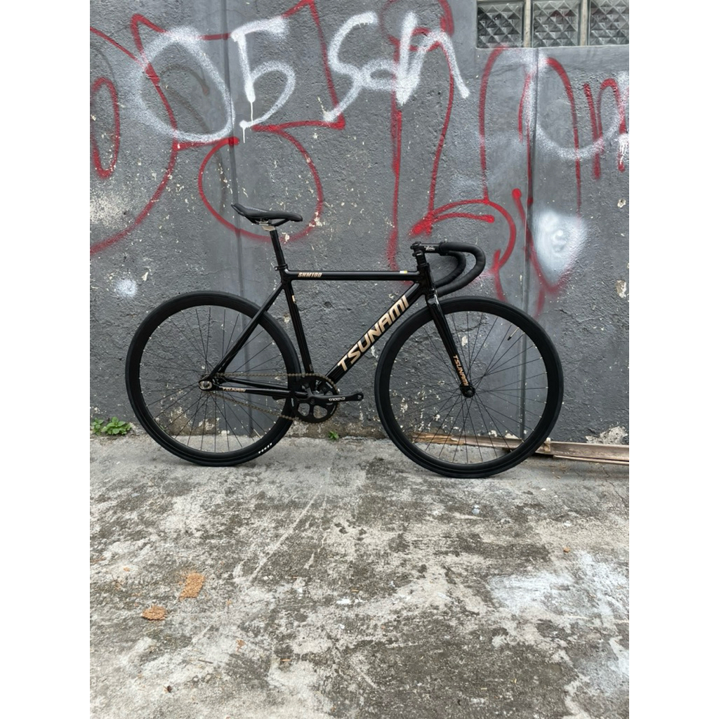 Original Rakit sepeda full bike Fixie Tsunami SNM 100  Black size S M L