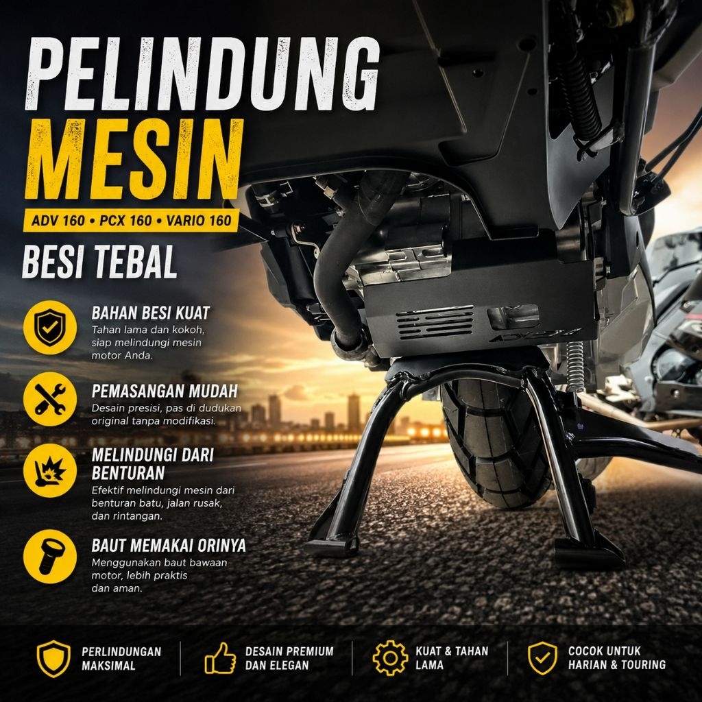 Pelindung Mesin PCX 160 2025-2021 Roadsync ABS CBS