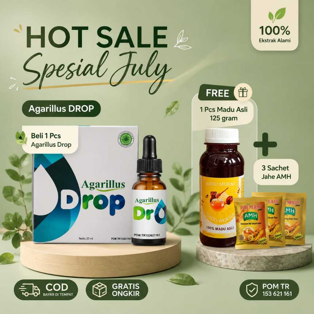 [ HOT SALE ] Agarillus Drop | Obat Tetes Herbal Pendukung Pengobatan, Obat Persendian, & Anti Penuaa