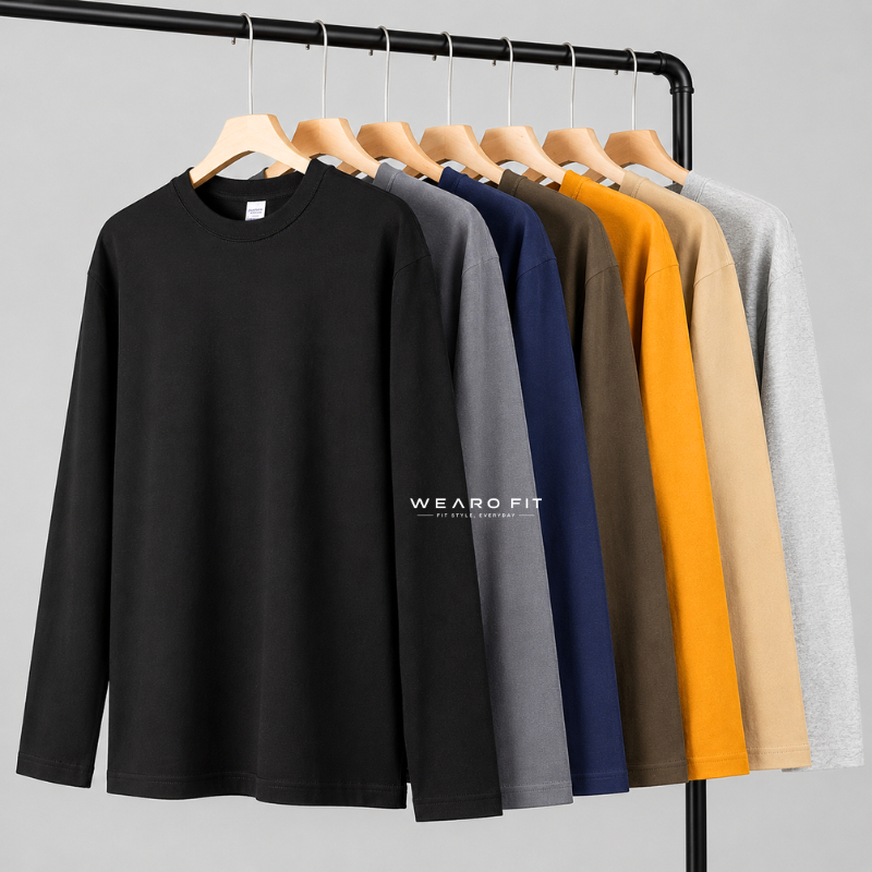 Kaos Polos Lengan Panjang Cotton Combed Premium - Kaos Polos Pria Wanita Lengan Panjang Round Neck R