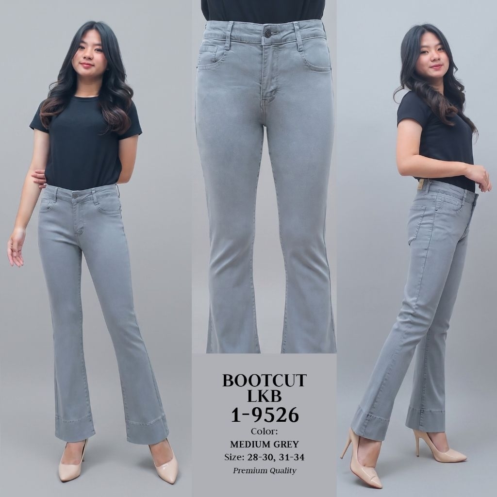 [Evasabrina88]Celana Cutbray Bootcut Jeans Vanessa Grey Lipat Kaki Besar Bahan Softjeans Stretch M20