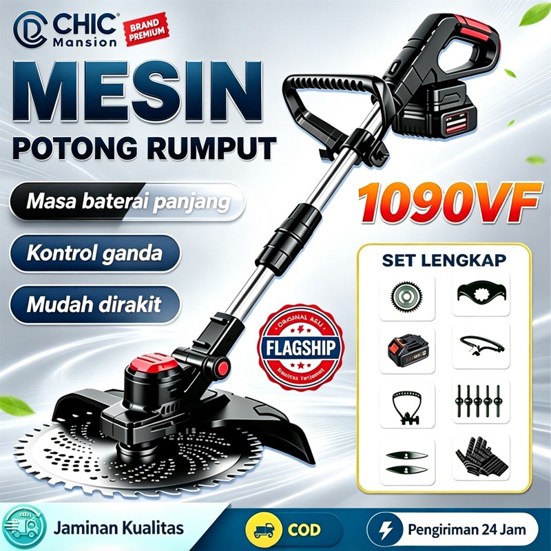 Mesin Potong Rumput Baterai 1090VF/588VF/288VF | Mesin Pemotong Rumput Listrik Cordless | Alat Peman