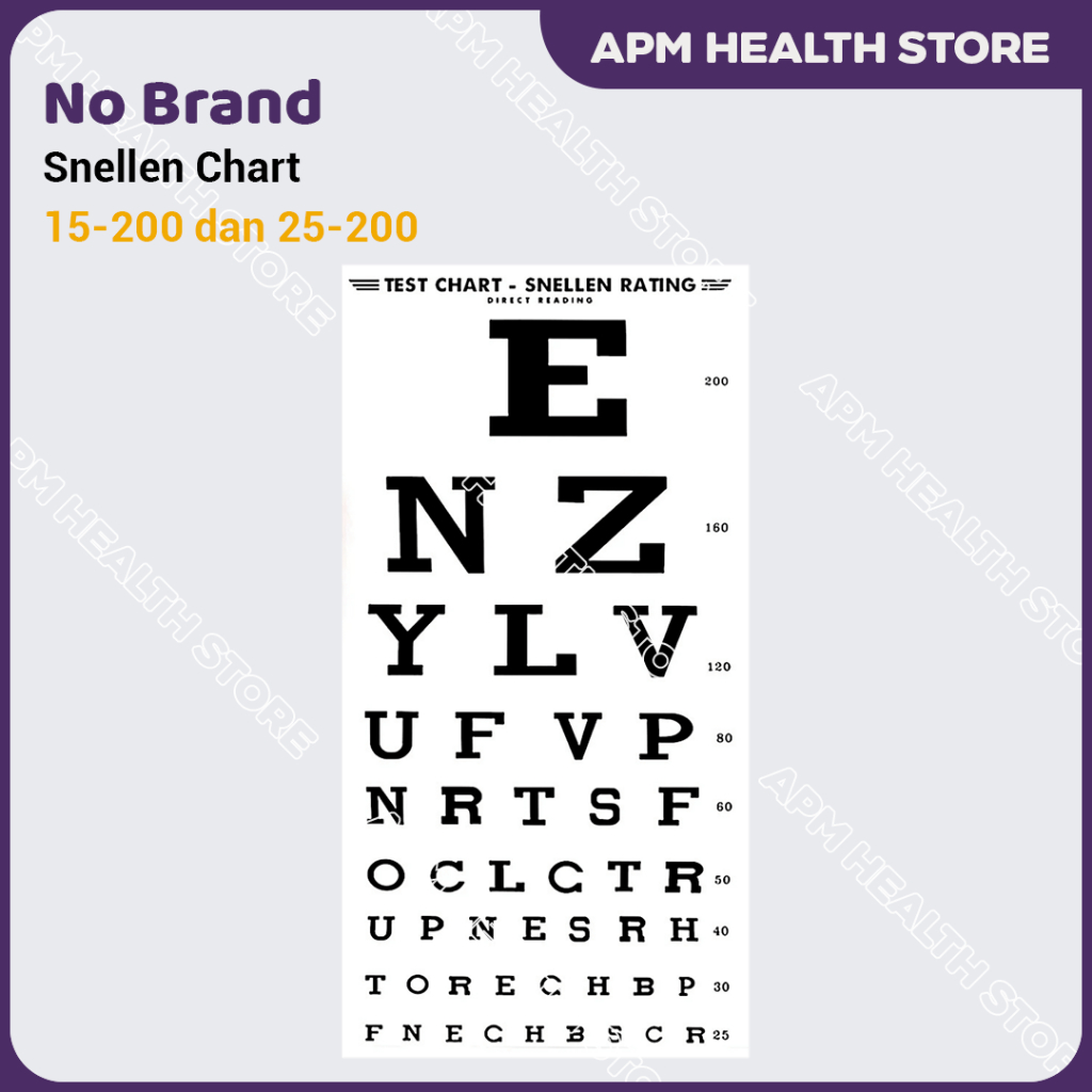 Snellen Chart Tes Rabun Mata Pengelihatan Jarak Jauh