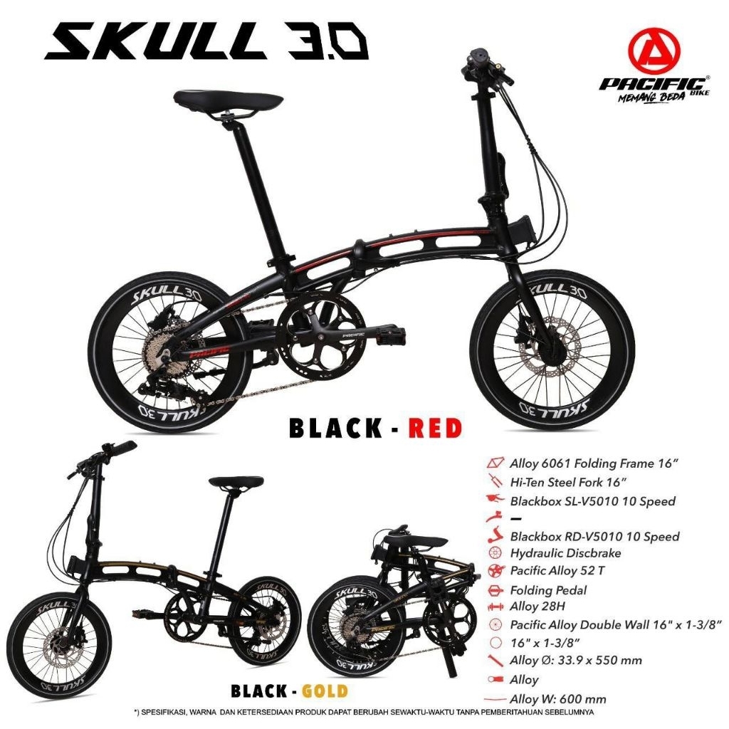 Sepeda lipat Pasific SKULL 3.0, Noris Batman, Noris Batik