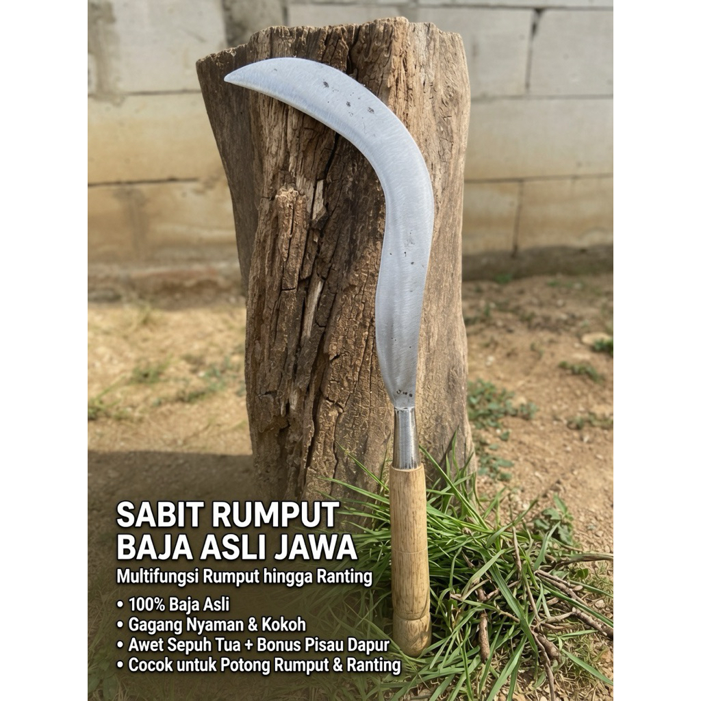 Sabit Arit Multifungsi Baja Per Asli Jawa Alat Pengaritan Rumput Dan Ranting Gratis Pisau Dapur