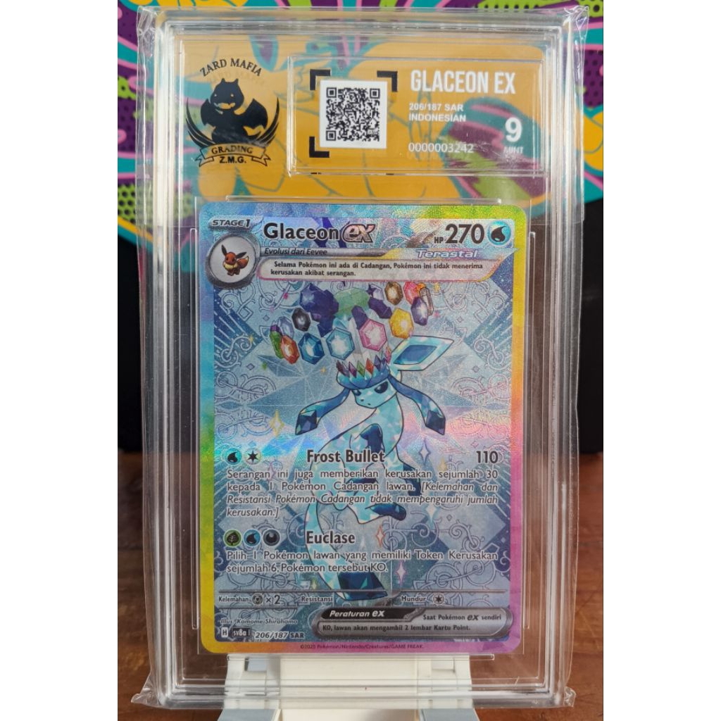 Slab Kartu Pokemon GLACEON EX SAR ZMG Mint 9