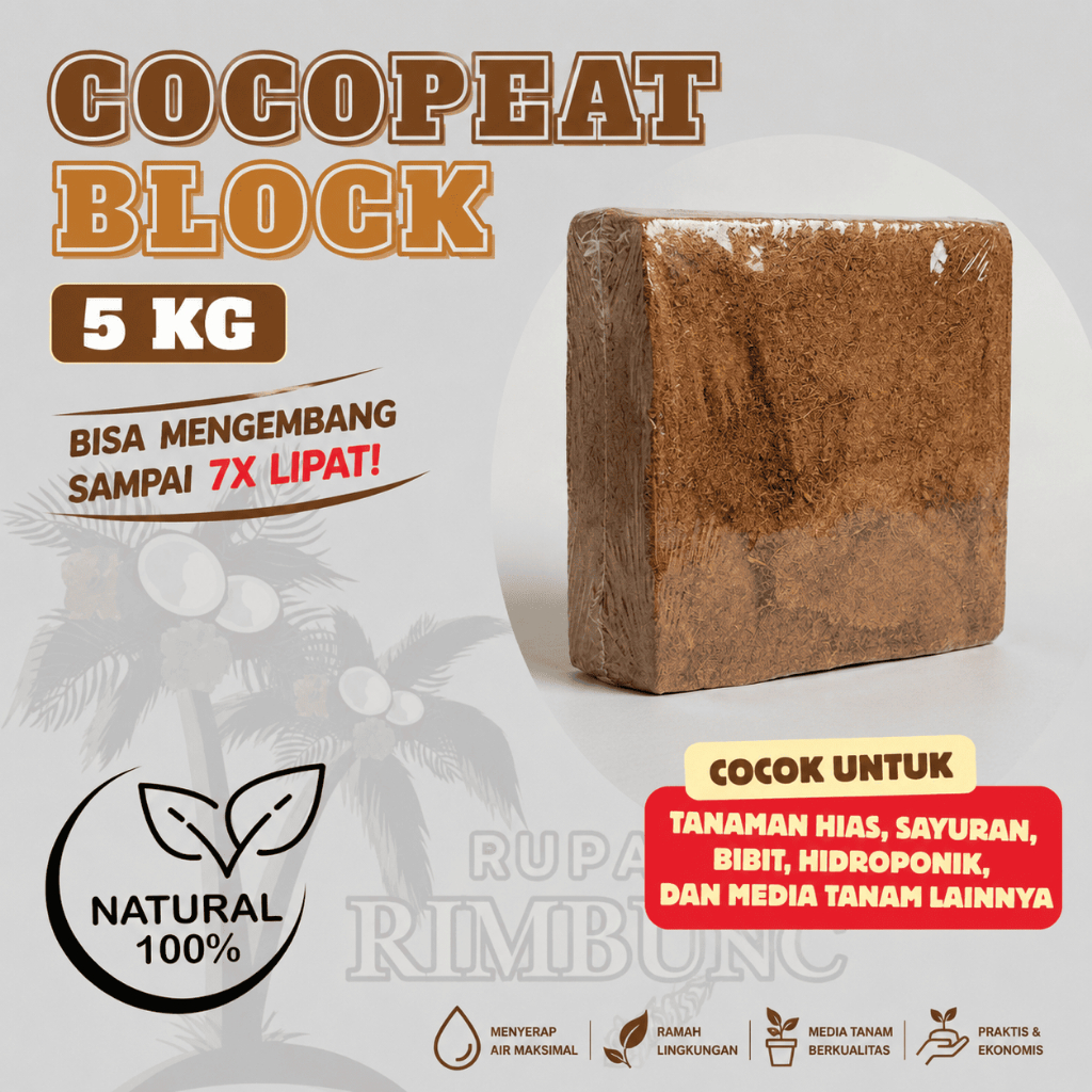 Cocopeat Block 5 KG | Media Tanam Cocopeat Block Organik Bisa Mengembang 7X - Cocopeat Block Media T