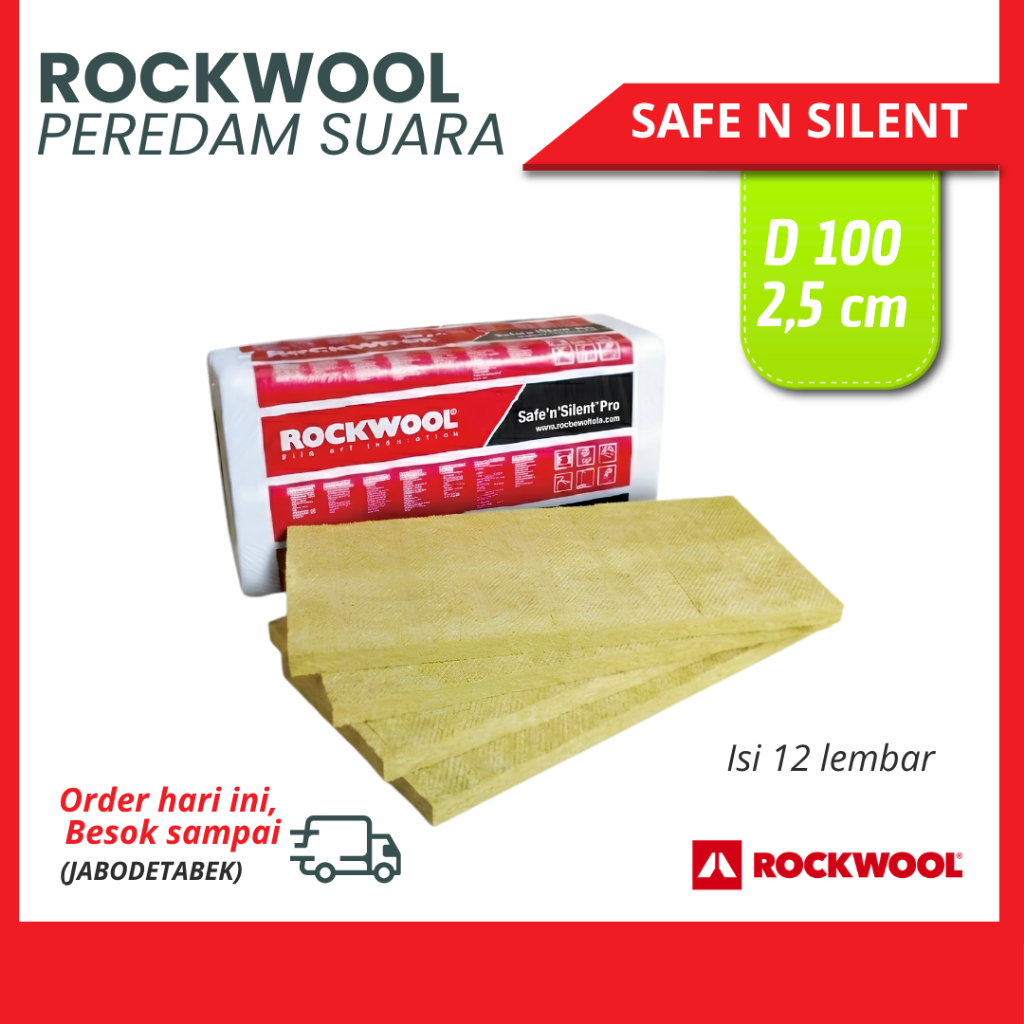 Peredam Suara Rockwool D100 2,5cm - Busa Peredam Ruangan - Peredam Panas
