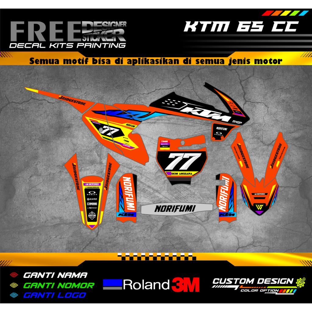 DECAL STICKER KTM 65CC SUPERGLOS TEBAL