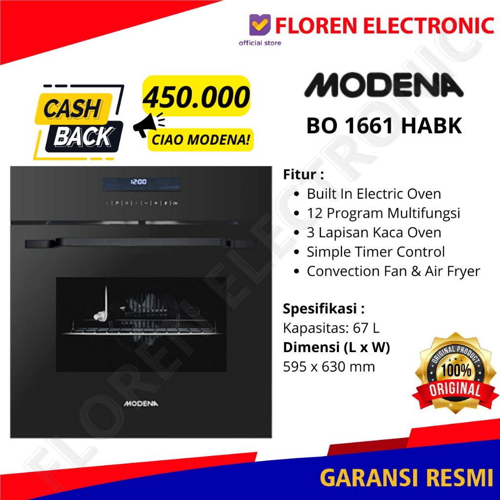 Oven Listrik Tanam Modena BO 1661 HABK Diamond Black