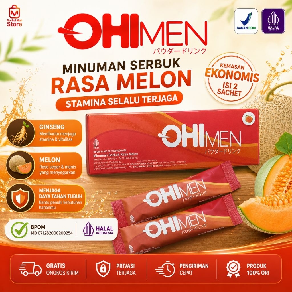 Ohimen Original Minuman Suplemen Serbuk Pria Rasa Melon Kemasan Ekonomis 2 Sachet