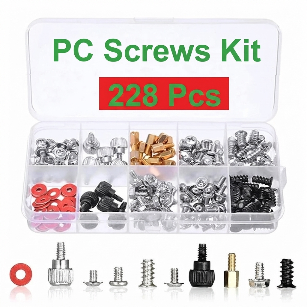 Paket Lengkap Baut Komputer 228Pcs Mur PC Screw Set Lengkap CPU Rakitan Box Sekrup Spacer Ring CMOS 