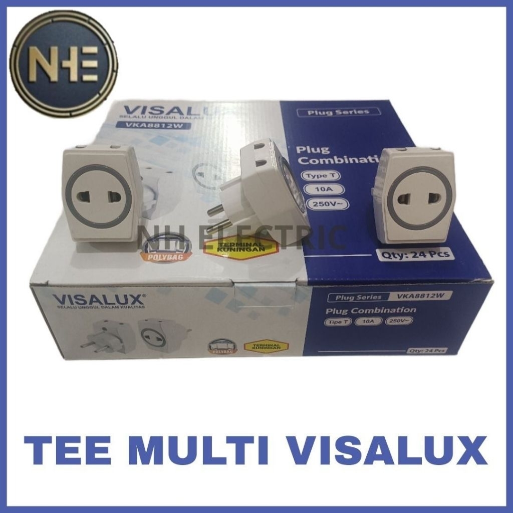 T Multi Visalux - Tee Multi Warna Visalux - Steker T Multi Visalux / Colokan Listrik Cabang 3 - T Mu