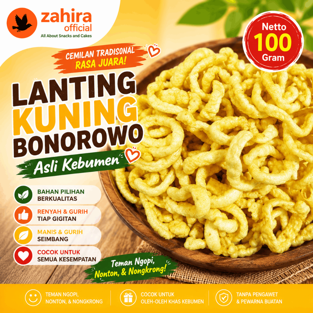 Lanting Klanting Singkong Kuning Bonorowo Oleh-oleh Kebumen 100gram