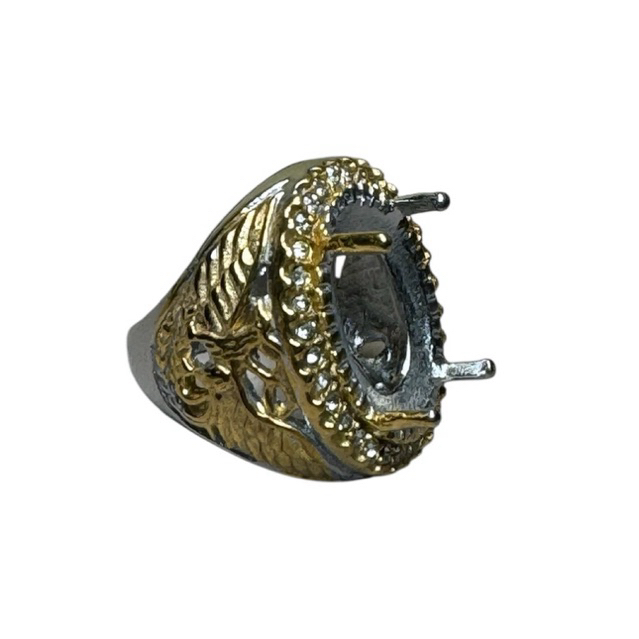 RA009 Ring cincin batu akik dan permata emban cangkang titanium