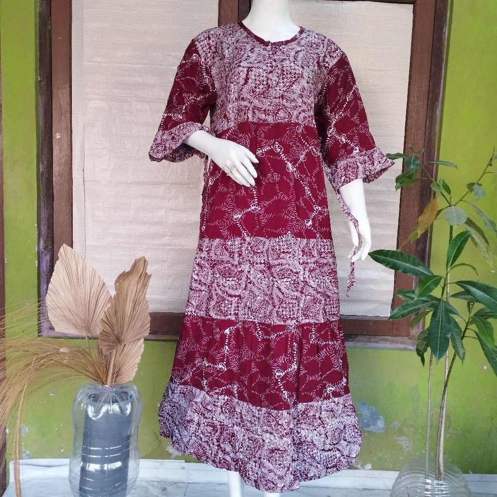 Daster Qonita (Ld110, Pb134) Resleting Susun 4 Tali Belakang Batik Pekalongan